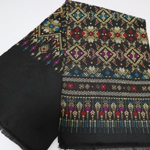 Brocade Cotton Blend Fabric: Thai Sarong, Sinh Outfit Material, Unstitched Cloth
