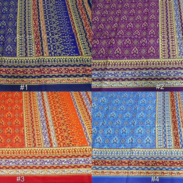 Tissu de coton imprimé batik de 44 x 78 pouces, pas un sarong prêt à l'emploi, tissu de coton batik avec motif thaïlandais, matériaux de jupe paréo wrap BPM8746