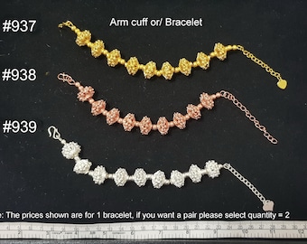 Traditional Thai Bracelet Anklet: Metal Plated Arm Cuff, Dance Jewelry