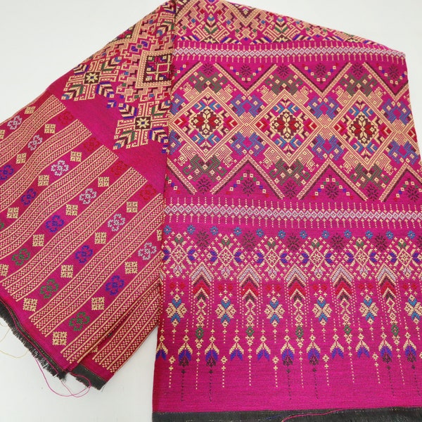 Tissu de mélange de coton brocart thaïlandais pas un sarong prêt à l’emploi, matériaux de costume thaïlandais, matériaux de jupe tube sarong, matériaux de robe de mariée laotienne