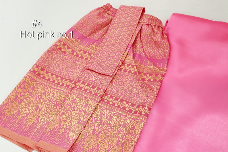 Traditional Thai/ Khmer outfit for age 1-12 years old girls, excluding jewelry, available 8 size see the size details in the descriptions #4 Hot pink no.1