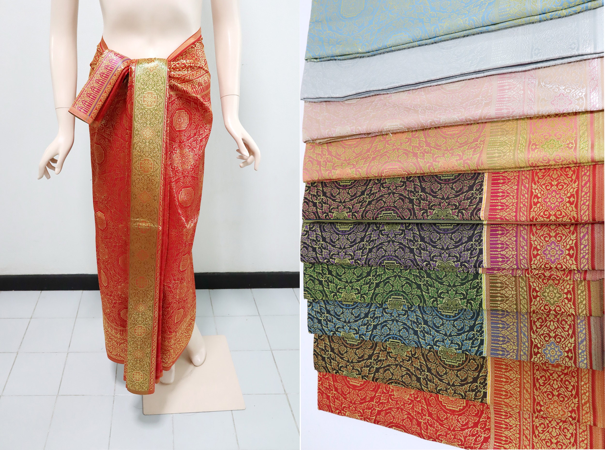 Womens Thai Fisherman Pants Palazzo Wrap Yoga Jacquard Sarong Silk Blend  Hippie
