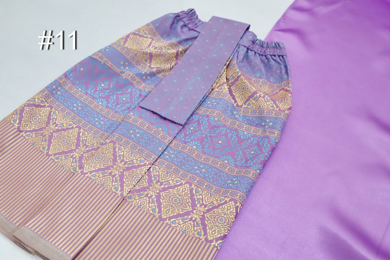 Traditionelles Thai / Khmer Outfit für Mädchen im Alter von 1-12 Jahren, ohne Schmuck, erhältlich in Größe 8 siehe die Größenangaben in den Beschreibungen #11 Purple-Blue