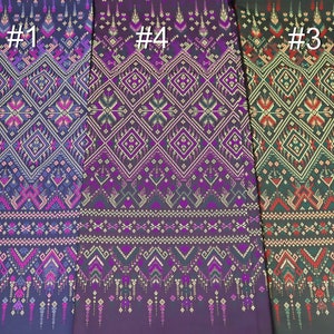 Thai brocade faux silk fabric, Synthetic silk fabric, Thailand traditional costume materials, Sarong material, Not a readymade skirt.