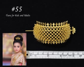 Gold/Silver Tiara: Ancient Thai Lao Khmer Wedding Hair Accessory