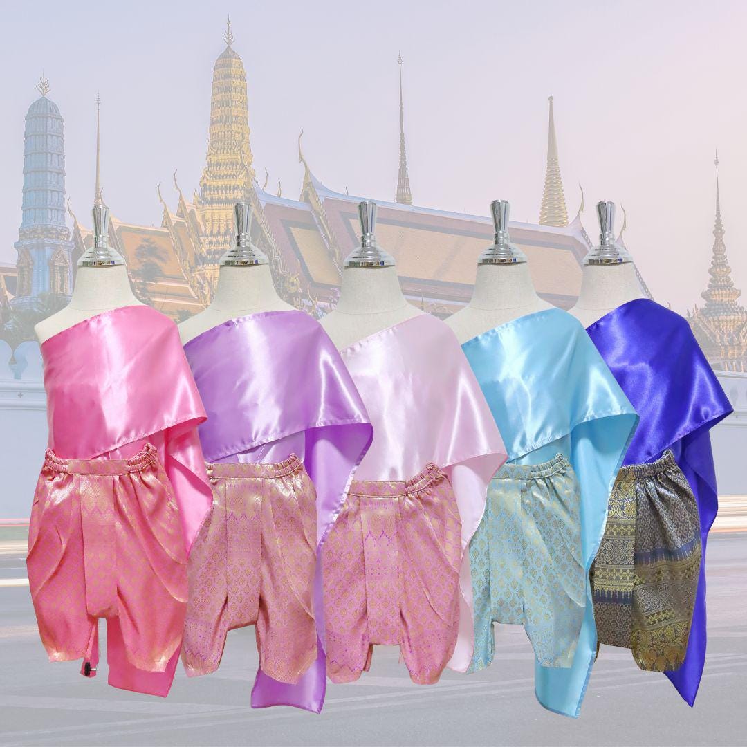 Thai Laos Khmer Traditional Clothing for Children, Cultural Events Outfit