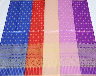 Brocade Faux Silk Fabric: Thai Laos Cambodian Traditional Clothing Materials, Thai Wedding Dress Sarong