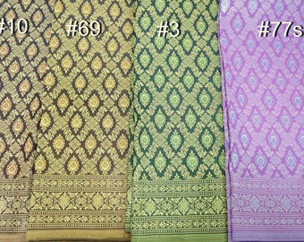 Traditional brocade Art Silk Fabric For Thai Lao Khmer Costume and Craft, Materials for Wedding Tube Sarong Skirt Not A Readymade Sarong