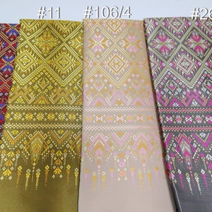 Thai Brocade Faux Silk Fabric: Traditional Costume Sarong Sinh, Unstitched Cloth