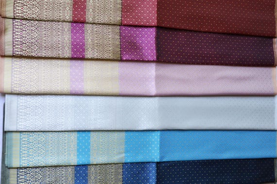 Brocade Synthetic Silk Fabric: Thai Wedding Dress Material, Unstitched Cloth