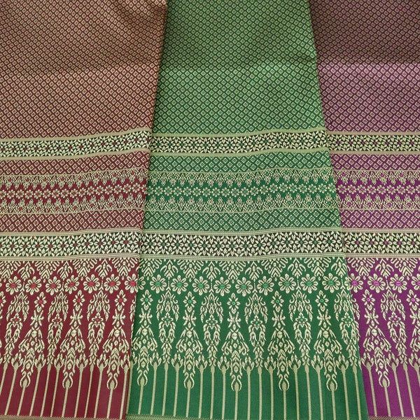 Brocade Faux Silk  Fabric not a Readymade Sarong, Polyester fabric. Wrap Sarong Skirt Material, Thai/ Lao/ Khmer Wedding Dress Materials
