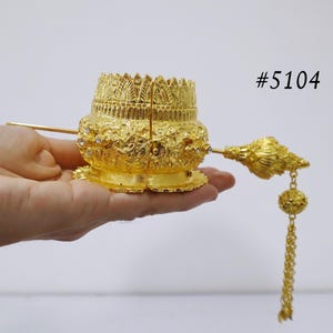 Goud/zilveren tiara: oud Thais Lao-khmer-huwelijkshaaraccessoire