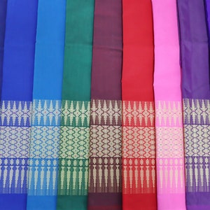 Gold Brocade Fabric: Thai Costume Material, Unstitched Synthetic Silk, Unstitched Cloth