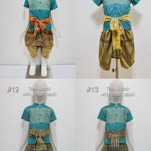 Tenues traditionnelles thaïlandaises/lao/khmères pour garçons, chemise à manches courtes et pantalon pour les 1-12 ans, taille XS-4XL voir détails dans la description image 5