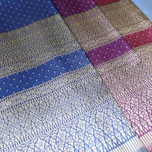 Brocade Faux Silk Fabric: Thai Lao Wedding Dress Material, Unstitched Cloth image 11