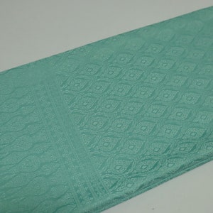 Aquamarine Brocade Polyester Fabric: Thai Sarong, Sinh & Wedding Dress Material, Unstitched Cloth
