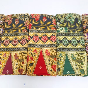 Floral Batik Cotton Fabric: Sewing Material for Sarong, Pants (42x70 inches), Unstitched Cloth
