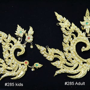 Handmade Gold Leaf Ear Cuffs: Thai Khmer Dance Costume Ornaments