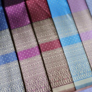 Brocade Faux Silk Fabric: Thai Lao Wedding Dress Material, Unstitched Cloth image 10