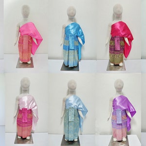 Traditionelles Thai / Khmer Outfit für Mädchen im Alter von 1-12 Jahren, ohne Schmuck, erhältlich in Größe 8 siehe die Größenangaben in den Beschreibungen Bild 1