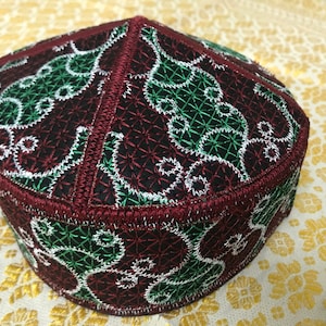 Size 58 F5 tribal vintage cap Islamic Men Hat Muslim salat Imam Hat Embrodery Beanie Kufi prayer ramadan Umrah Hajj Biker Boho Chris Monk