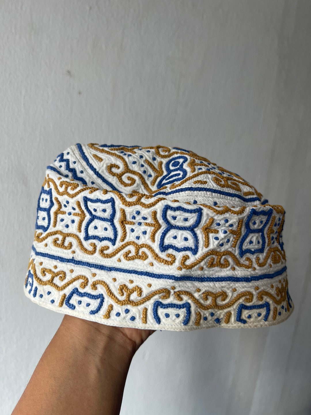 Omani Kufi Koofi Hat Topi Embroidery Handmade Cap Islamic Muslim Size