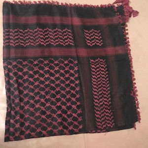 Red Black Umrah Bedouin Tassel Muslim Ramadan Scarve Scarf Shawl Arabian Islamic Mens shemagh Head Turban Arafat Army C4