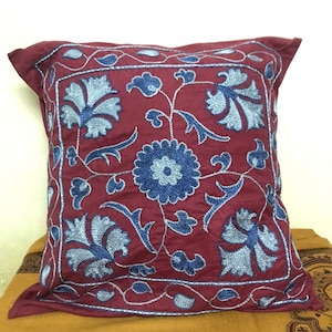 Vintage suzani pillow cover , handmade embroidery pillow , Bohemian suzani pillow , Uzbekistan Pillow Cover , Suzani Decor , Pillow Flower