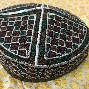Size 58 F20 tribal vintage cap Islamic Men Hat Muslim salat Imam Hat Embrodery Beanie Kufi prayer ramadan Umrah Hajj Biker Boho Chris Nice