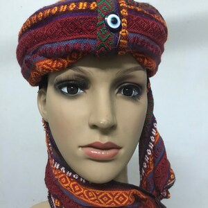Boho Tribal Kopfbedeckung Boho Hut Beduinen Petra Wadi Rum Ottomane Kopfbedeckung Gesichtsmaske Winter hot Cold Dust Mens Women size20-23 turban red