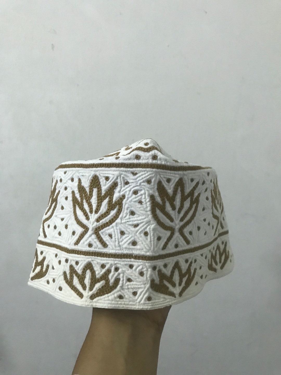 Omani Kufi Koofi Hat Topi Embroidery Handmade Cap Islamic Muslim Size