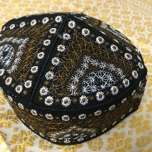 Size 58 F5 tribal vintage cap Islamic Men Hat Muslim salat Imam Hat Embrodery Beanie Kufi prayer ramadan Umrah Hajj Biker Boho Chris Monk