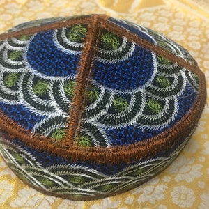 Size 58 F33 tribal vintage cap Islamic Men Hat Muslim salat Imam Hat Embrodery Beanie Kufi prayer ramadan Umrah  Festival Boho Blue Green
