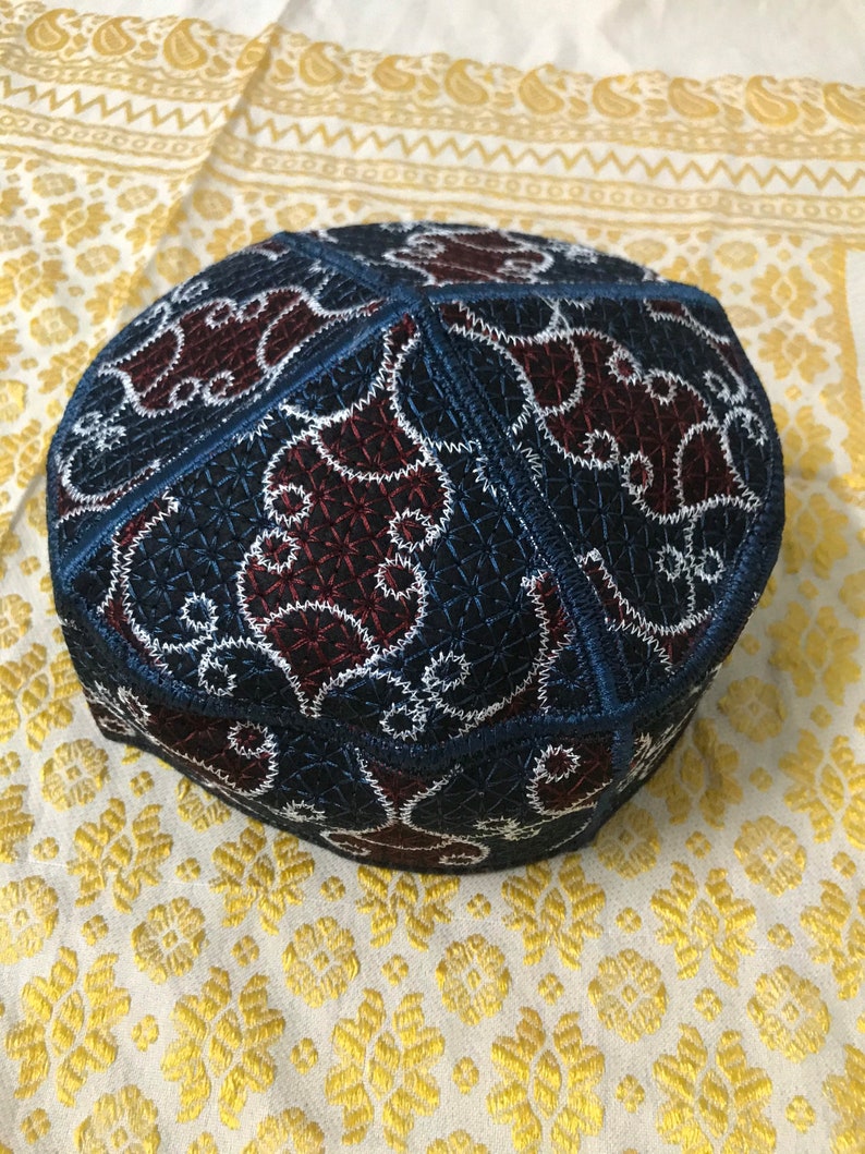 Size 57 F9 tribal vintage cap Islamic Men Hat Muslim salat Imam Hat Embrodery Beanie Kufi prayer ramadan Umrah Hajj Eid Boho Priest silkroad