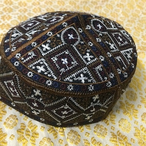 Size 58 F19 tribal vintage cap Islamic Men Hat Muslim salat Imam Hat Embrodery Beanie Kufi prayer ramadan Umrah Hajj Biker Boho Chris Nice