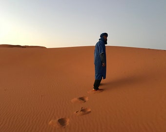 Blue Scarf Turban Berber Bedouin nomad Shawl Sahara Desert Morocco Marrakech Dubai Arabian Islamic Mens Head  Cover Sun Hot Dust Strom