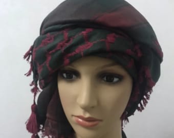 Red Dark Outdoor Sport Bedouin Tassel Muslim Ramadan Scarve Scarf Shawl Arabian Islamic Mens shemagh Head Turban Arafat Army E1