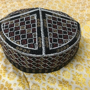 Size 58 F18 tribal vintage cap Islamic Men Hat Muslim salat Imam Hat Embrodery Beanie Kufi prayer ramadan Umrah Hajj Biker Boho Chris Nice