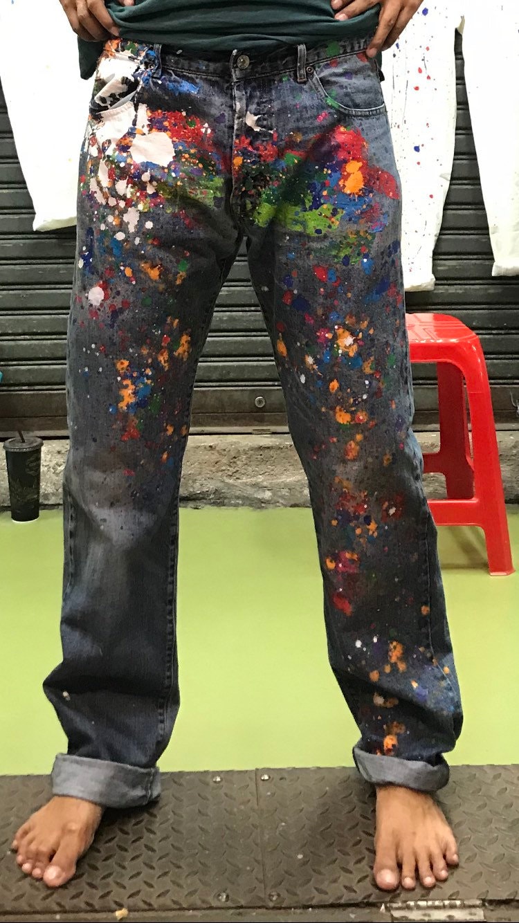 Size 34 Flick Spread Colorful Painting Artisan Vintage Men Style
