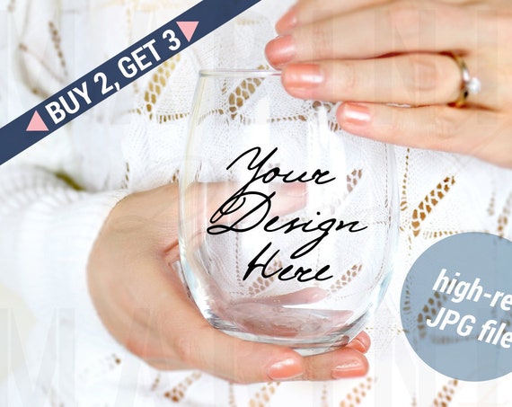 Stemless Wine Glass Photo Mockup Wine Glass Mockup Woman