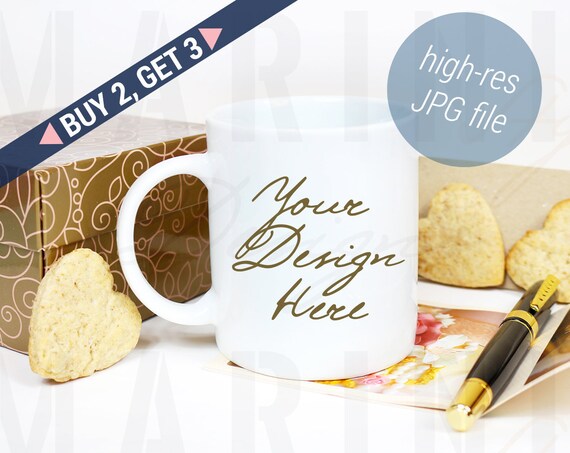 Mug Mockup On Vintage Styled Background With Cookies White