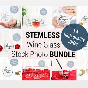 Stemless wine glass Mockup BUNDLE, Wine Glass Stock Photo Bundle, Two 2 stemless wine glasses mockup,  Party & Wedding Wine glass Mockup 902