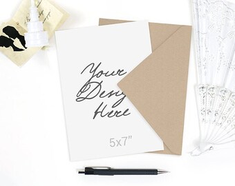 Wedding invitation mockup, Card Mockup, Wedding Stationery Mockup, 5x7 Stationery Mockup, Invitation Stock Photo, PSD with Smart Object, 402
