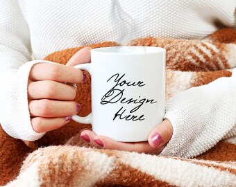 Woman holding mug mockup, Holiday Styled Stock Photography, Winter Mug Mock up, Sublimation Mug Stock photo, Coffee Mug Stock image, 614