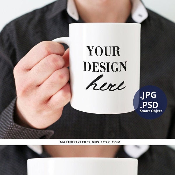 Mug Mockups PSD, Coffee Mug Mockup PSD, Mug Mockup PSD, Masculine Mug Mockup jpg, Mug Mockup Men, Product mockup of man holding mug, 398