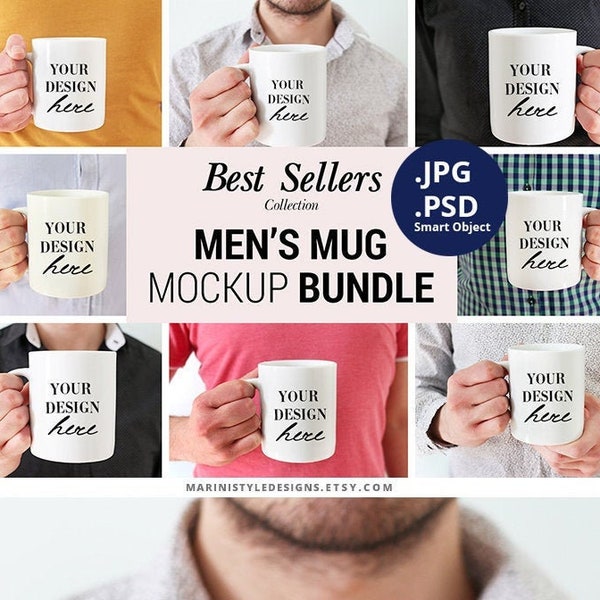 Mug Mockups with man, Man holding Mug Mockup Stock Photo BUNDLE, Male hands holding coffee mug, Masculine coffee cup Stock Photo Mockup, 913