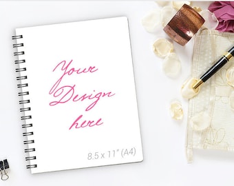 Spiraal Planner Mockup Notebook Mockup, spiraal gebonden dagboek mockup, draad-gebonden dagboek mockup, Wedding Planner stockfoto, slim Object 337c