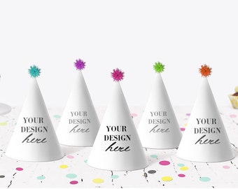 Birthday Party Hat Mockup, Paper Party hat mockup, Children's party hat mockup, Party Decor Mockup, Party Stationery Mockup, PSD file, 1207