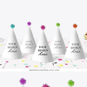 Birthday Party Hat Mockup, Paper Party hat mockup, Children's party hat mockup, Party Decor Mockup, Party Stationery Mockup, PSD file, 1207
