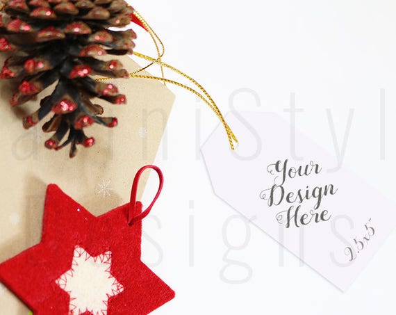 Gift Tag Mockup Christmas Gift Tag Template Holiday Styled